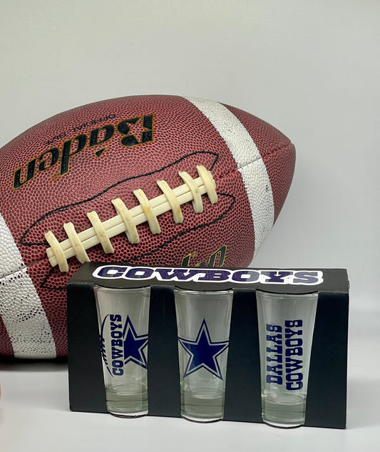 Cowboys Shot Glasses, Football, Bar Glass, Sports,