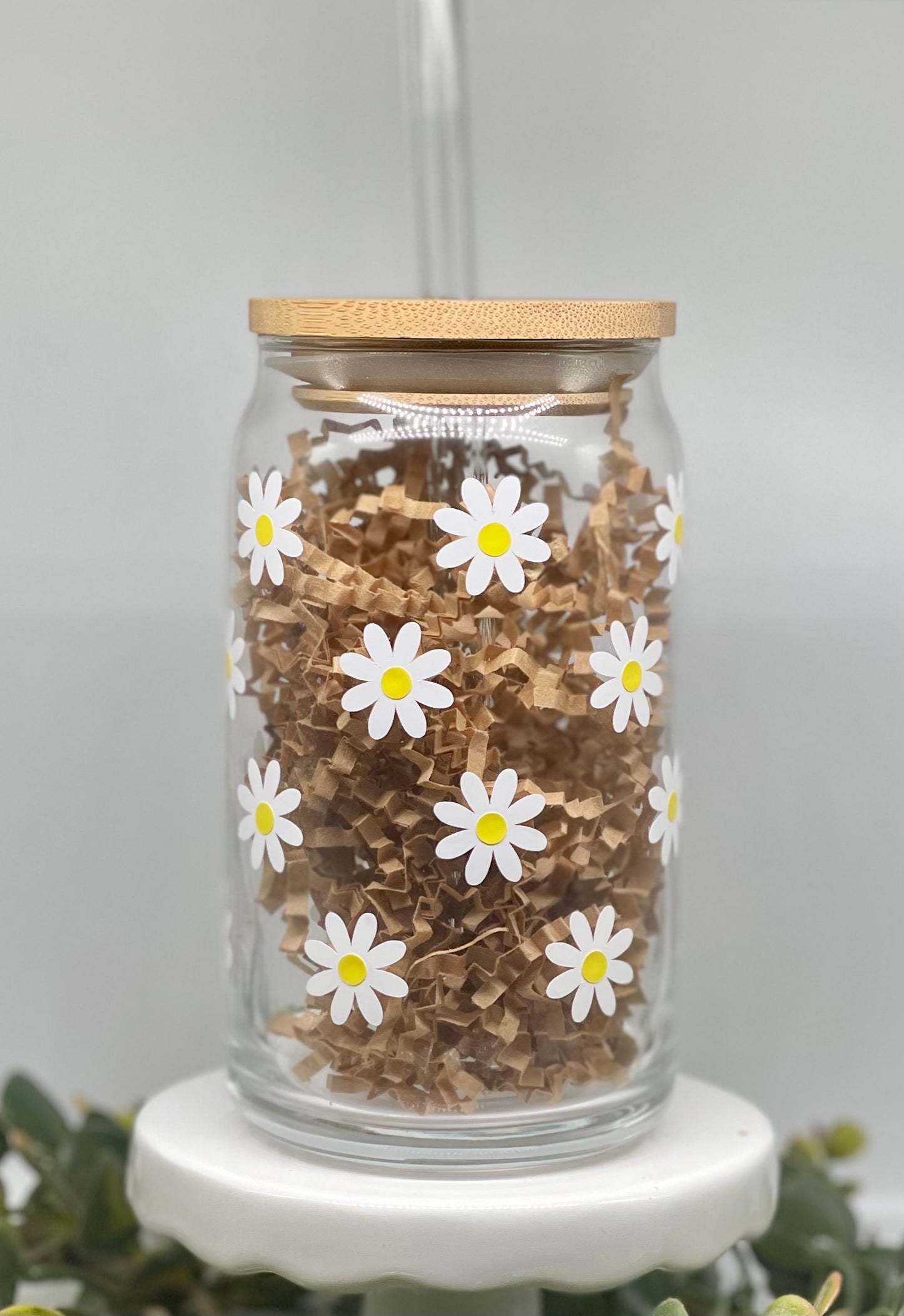 Daisy Glass Cup, Iced Coffee Cup, Beer Can